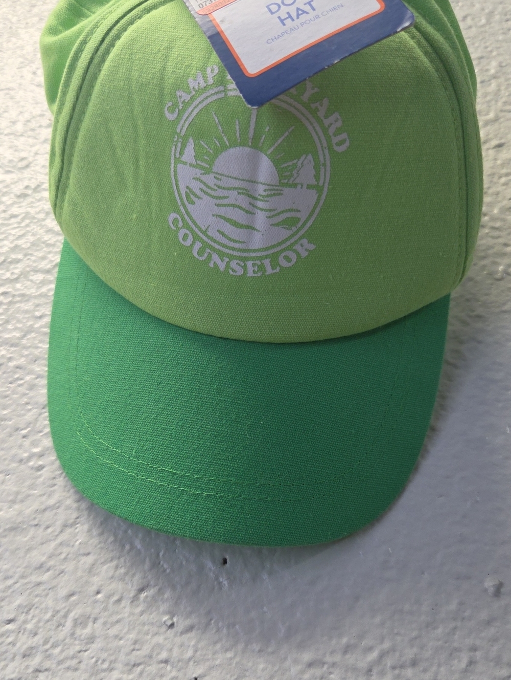 Camp Counselor Top Paw Lime Green Dog Hat with White Print